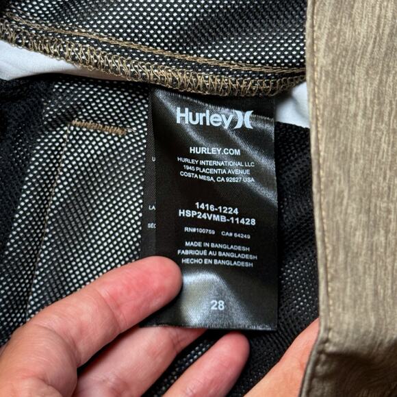 Hurley Essential Heather Hybrid Walk Short Size 28 Woodlands Brown NWT - Picture 5 of 7